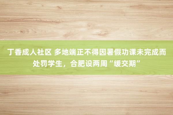 丁香成人社区 多地端正不得因暑假功课未完成而处罚学生，合肥设两周“缓交期”