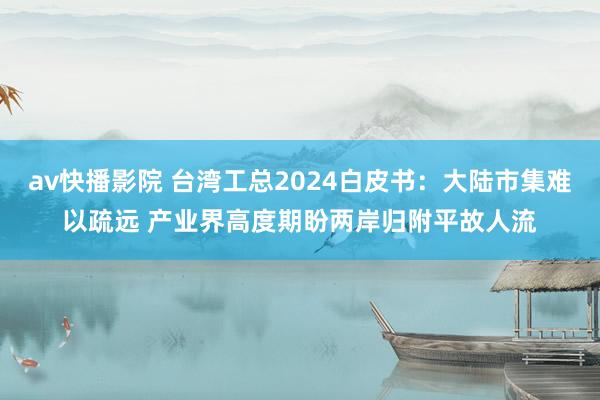 av快播影院 台湾工总2024白皮书：大陆市集难以疏远 产业界高度期盼两岸归附平故人流